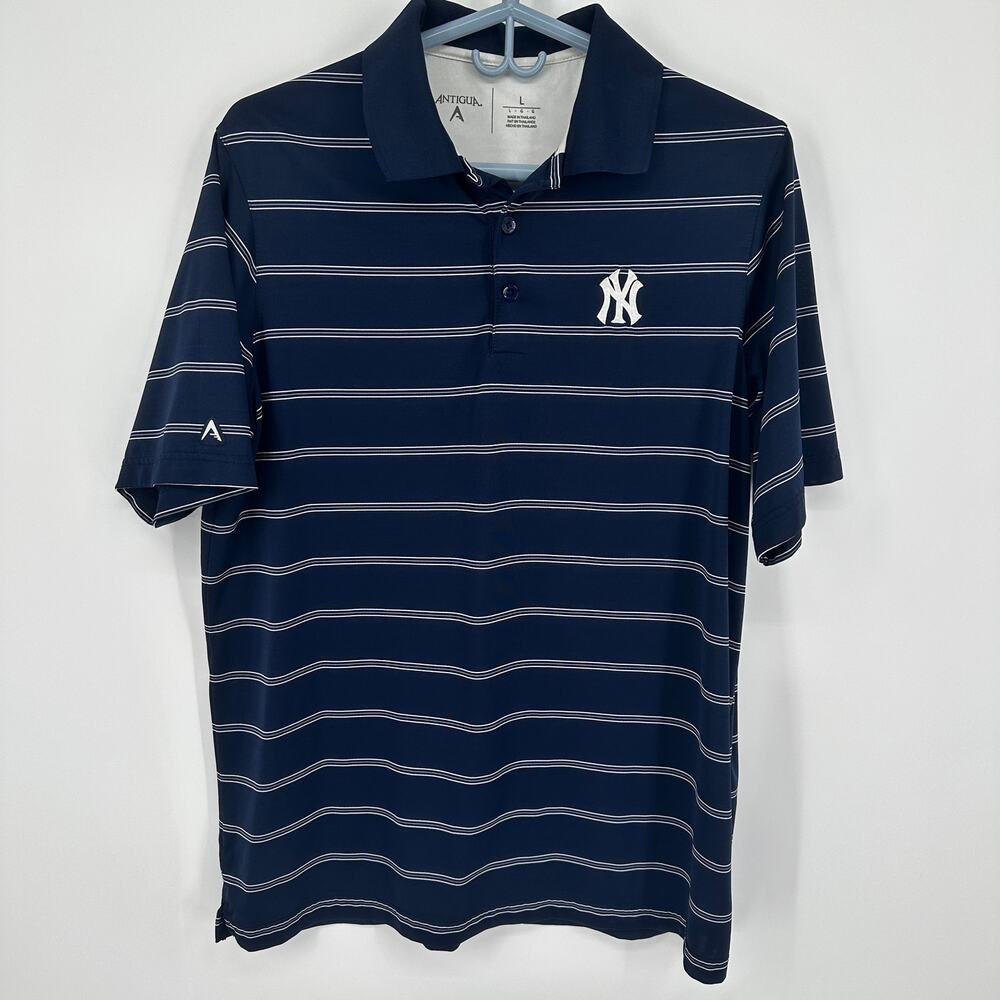 Antigua Golf Polo‎ Mens Large New York Yankees MLB Short Sleeve Lightweight
